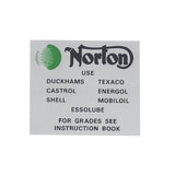 Norton Commando "Recommended Oil Brands" Aufkleber