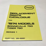 Ersatzteilbuch Triumph Bonneville 750, Tiger 750 1974